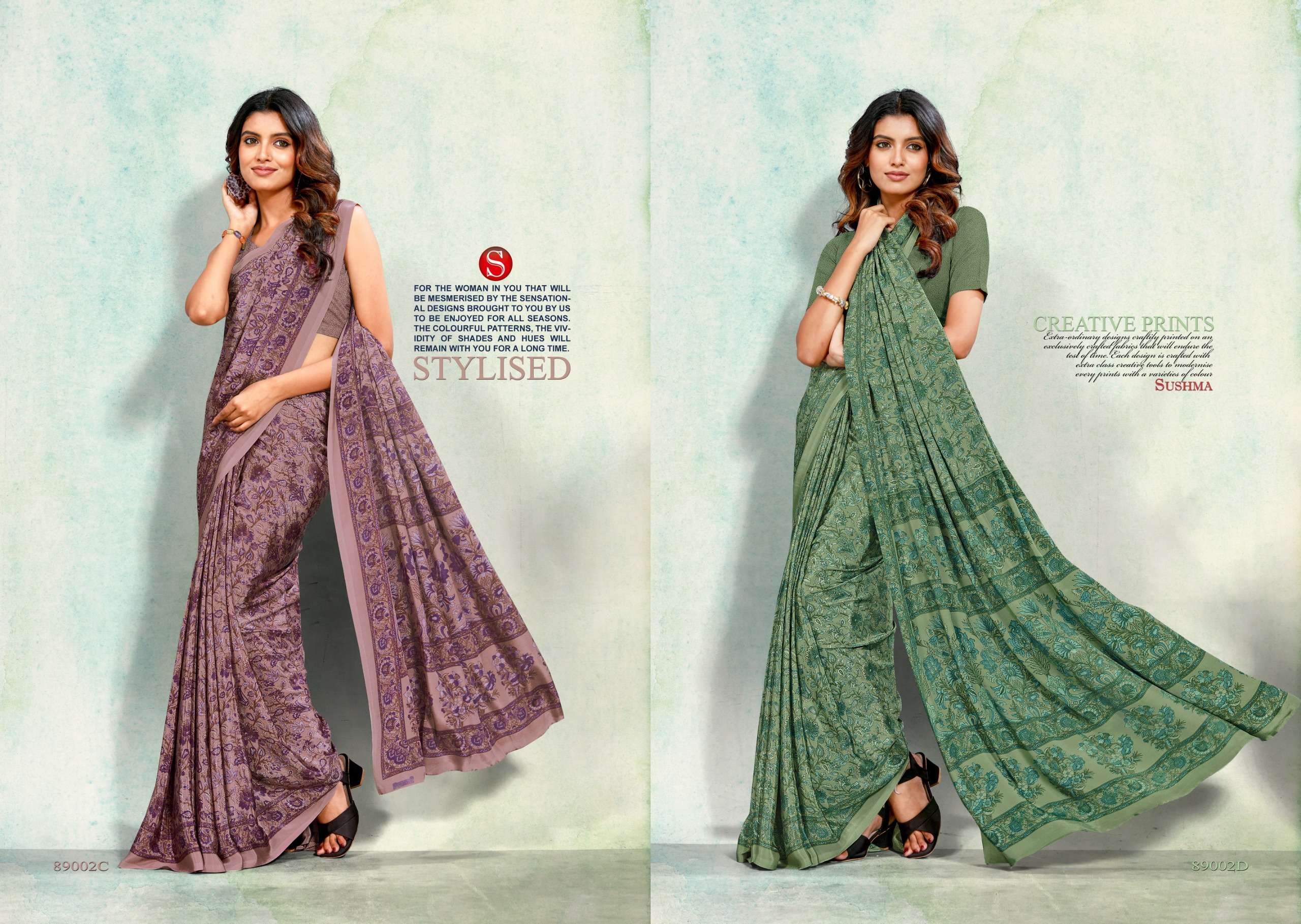 SUSHMA PETALS BRANDED CRAPE FABRIC SAREE COLLECTION DAILY WEAR INDIA SHOP 